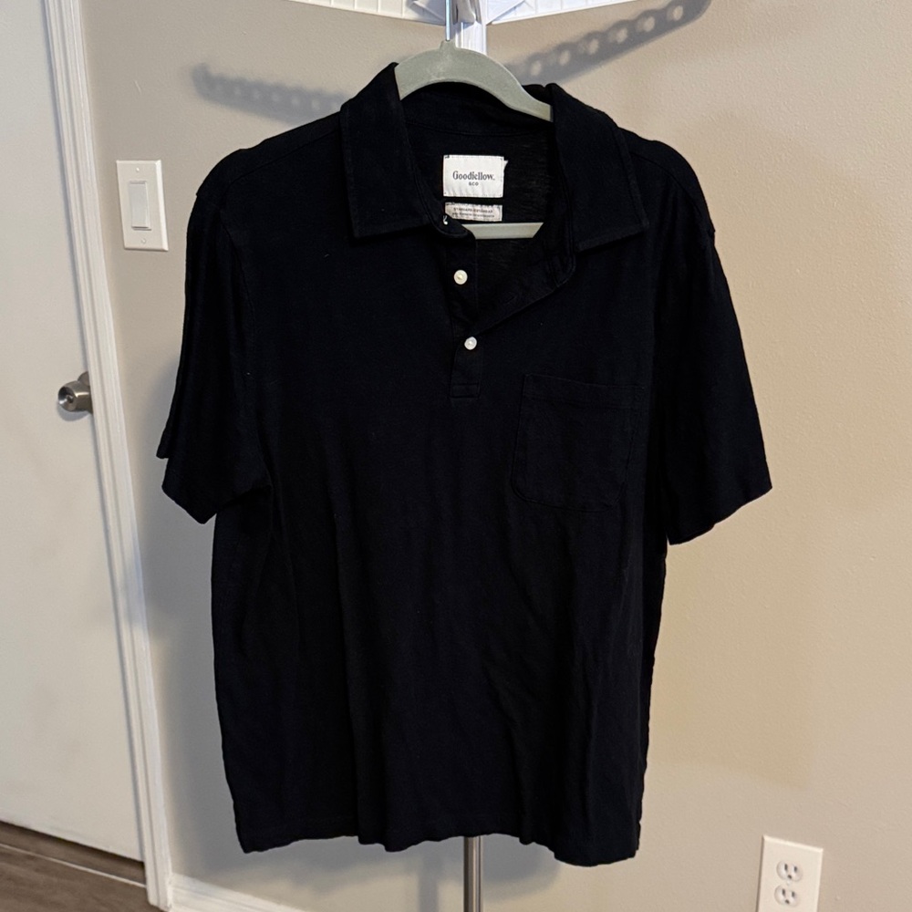 Goodfellow & Co Black Short-Sleeve Polo with Pocket Detail